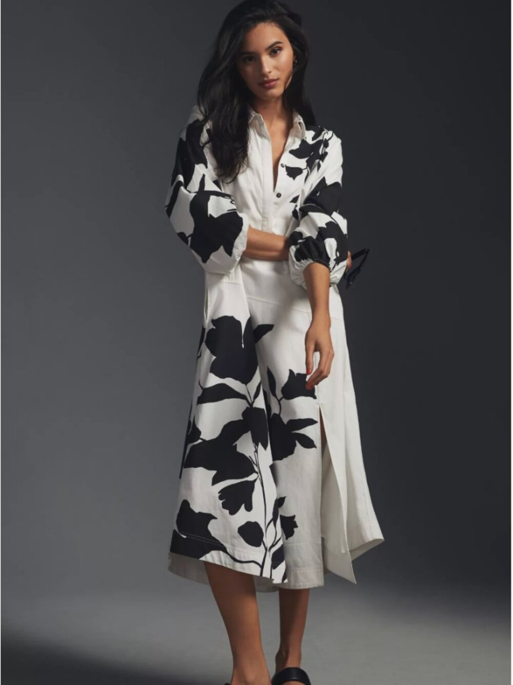 Maeve / Jo Faulkner Button-Front Asymmetrical Dress